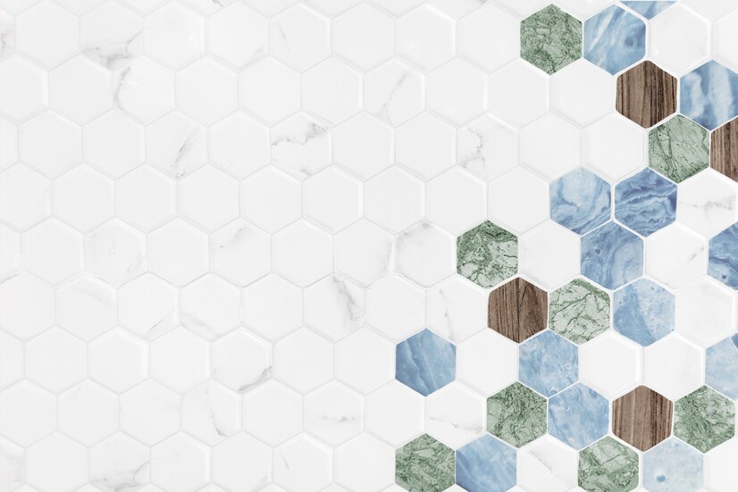 Keramik Hexagonal dengan Kombinasi Dua Warna